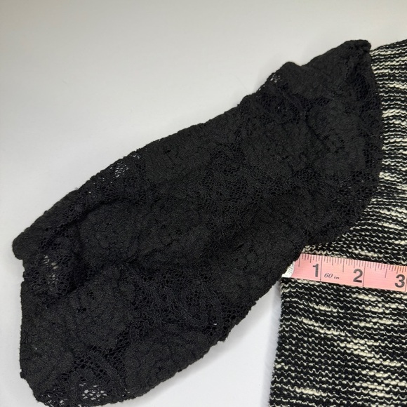 Anthropologie Sweater Dress Small Black Gray Textured Knit Puff Sleeve Pockets - Picture 5 of 8